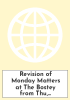 Revision of Monday Matters at The Bostey from Thu, 02/23/2023 - 08:30